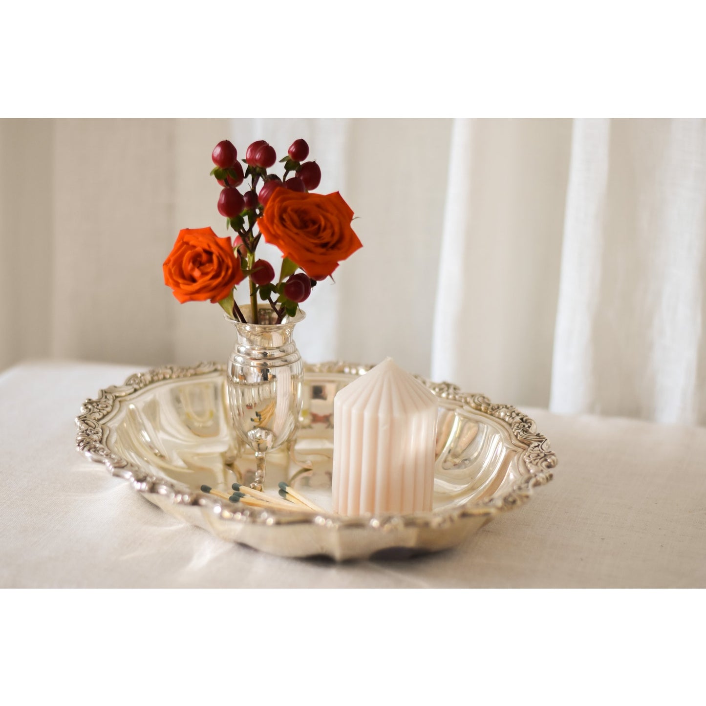 Elegant Set of Three Two's Company Queen Anne Silver Vases