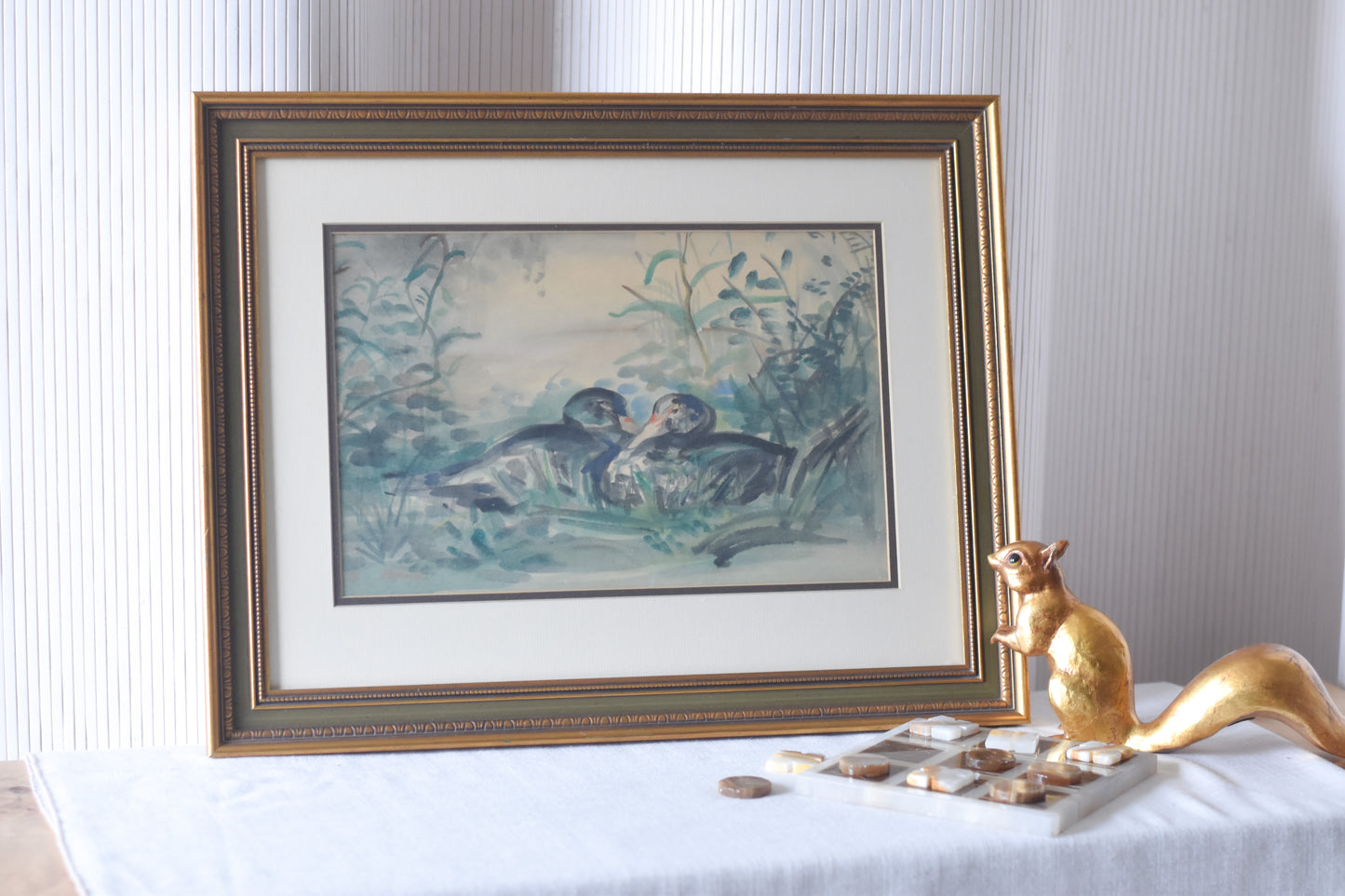 Vintage Framed Duck Watercolor