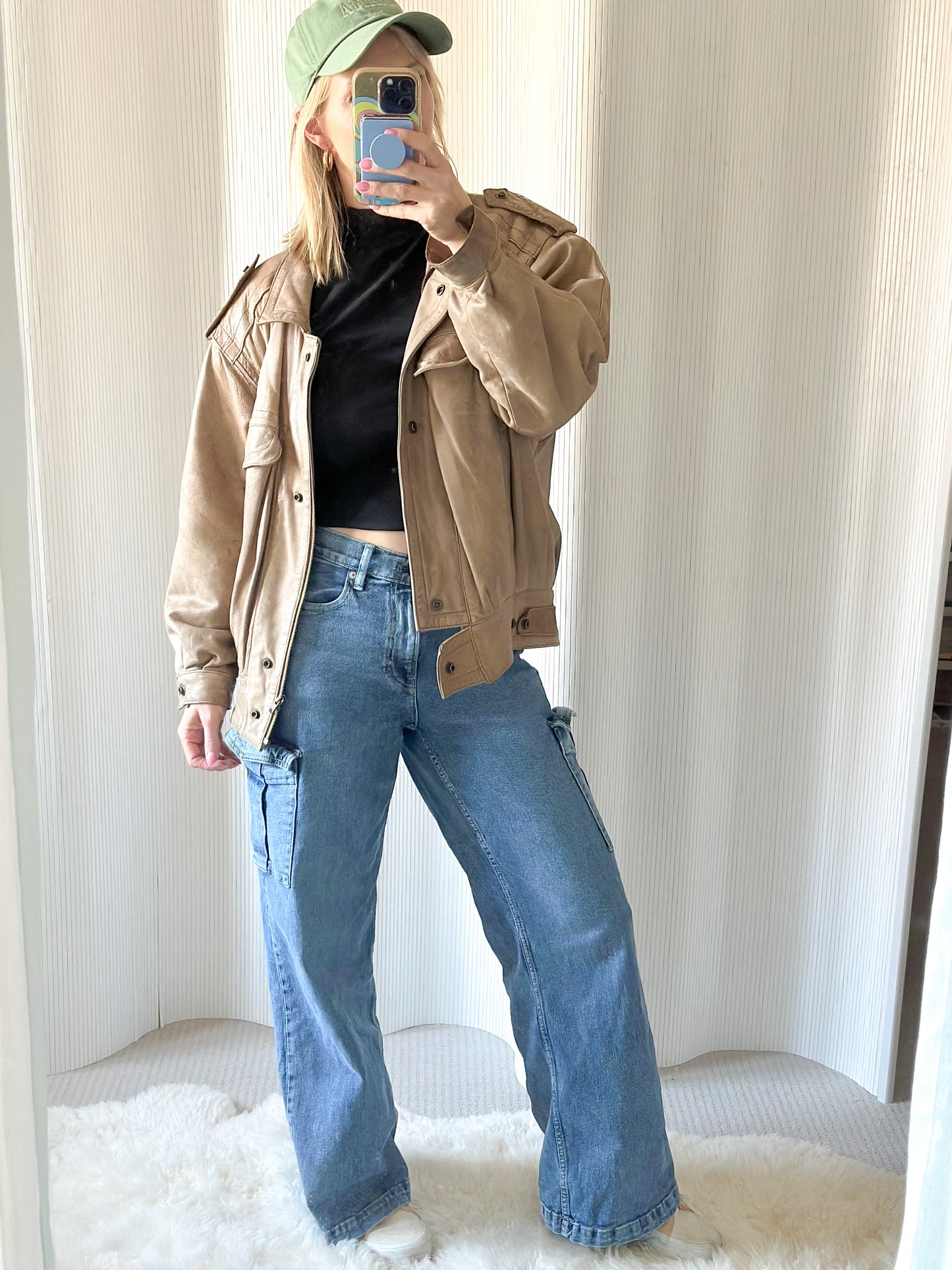 Vintage Leather Bomber Jacket