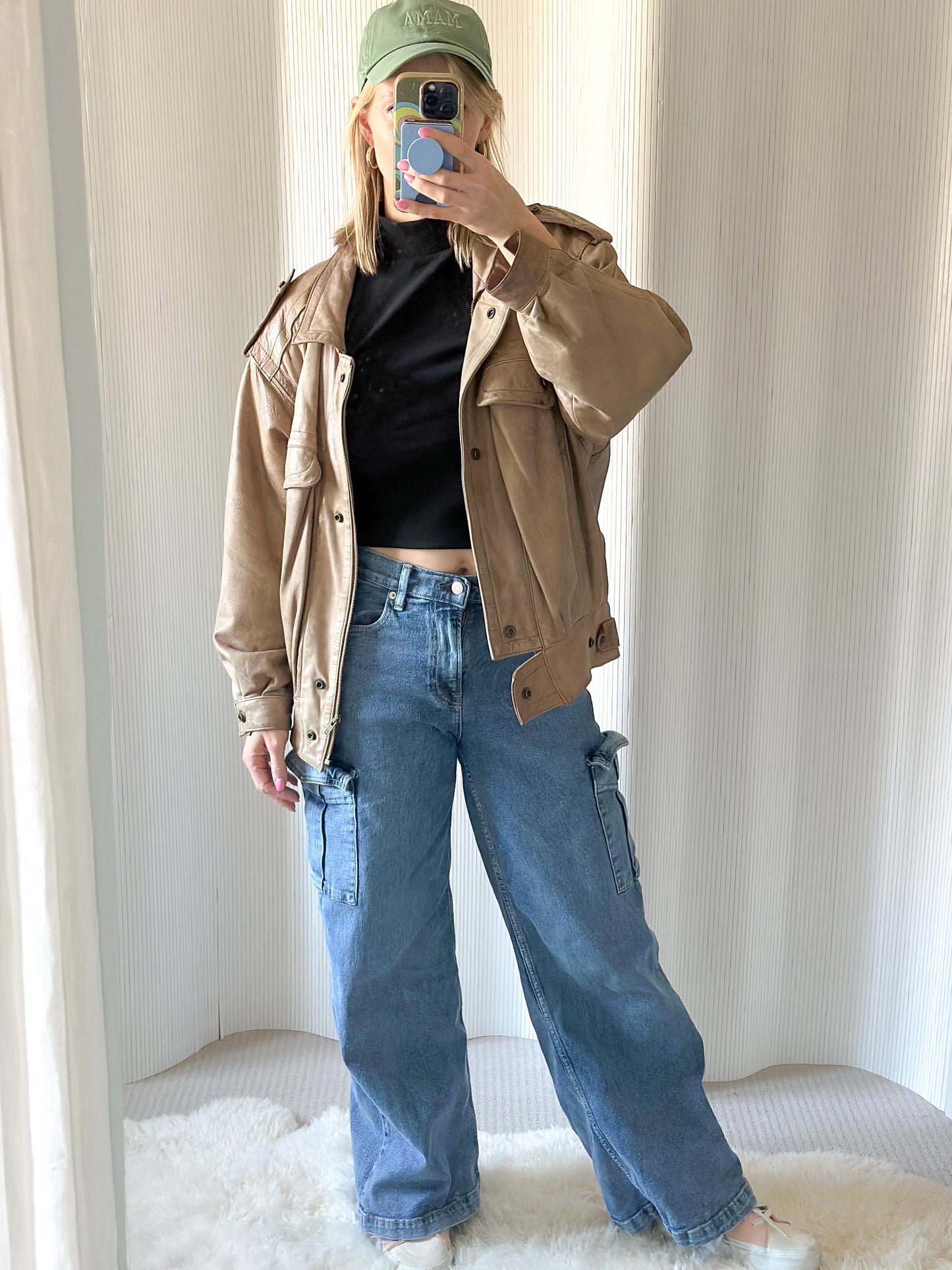 Vintage Leather Bomber Jacket