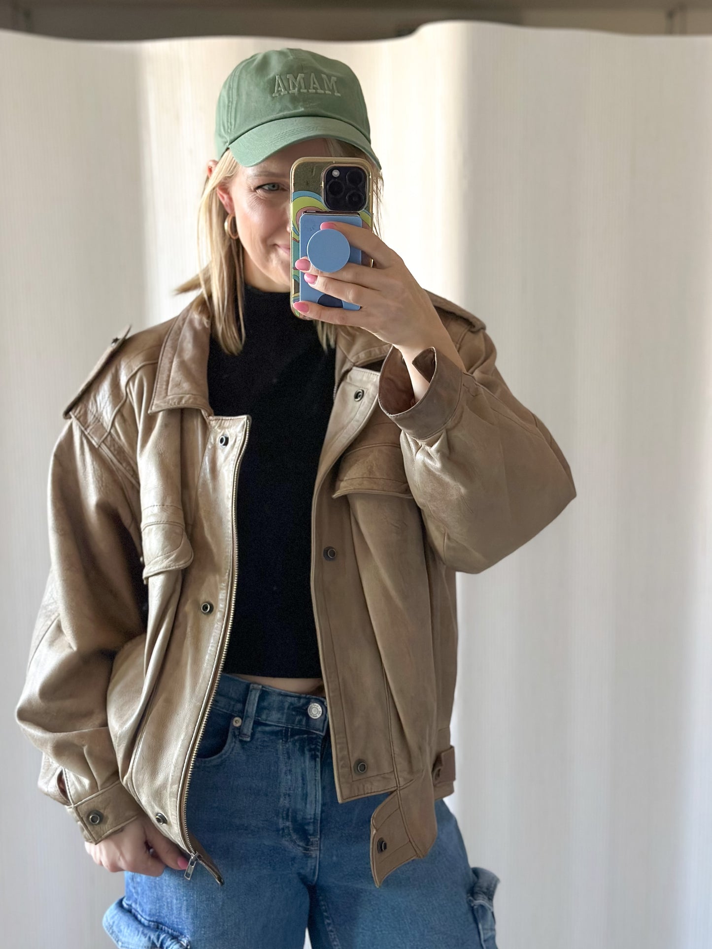 Vintage Leather Bomber Jacket
