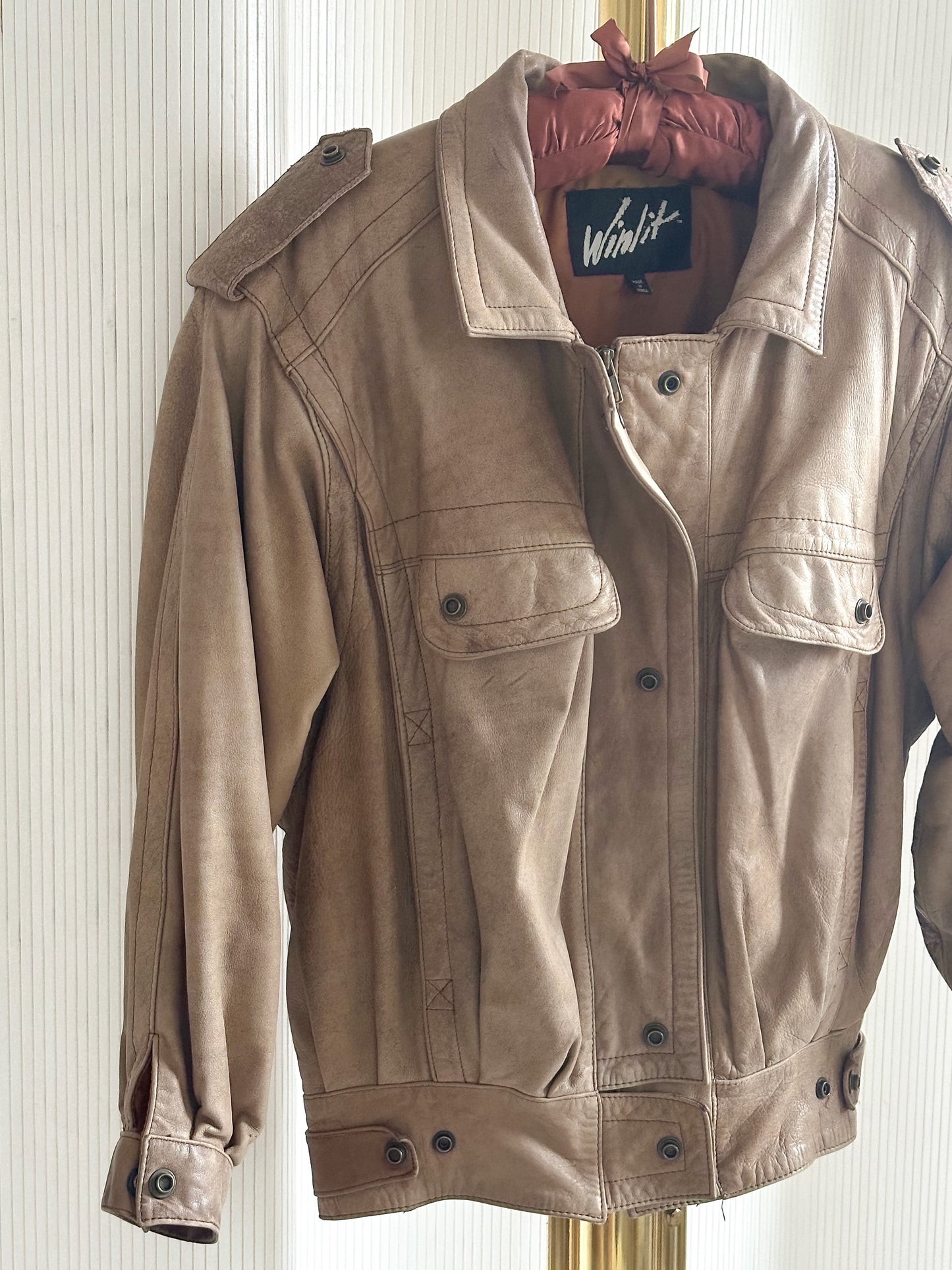 Vintage Leather Bomber Jacket