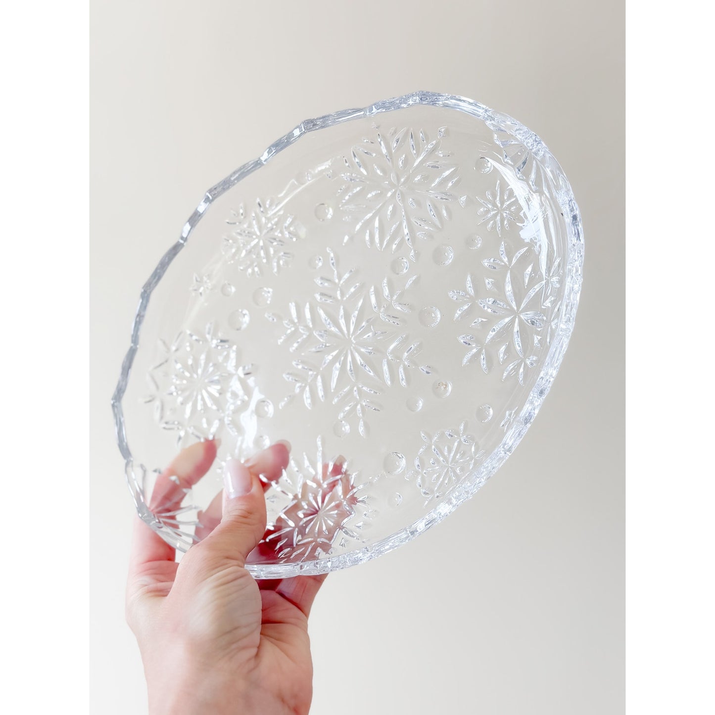 Elegant Vintage Mikasa Snowflake Crystal Tray