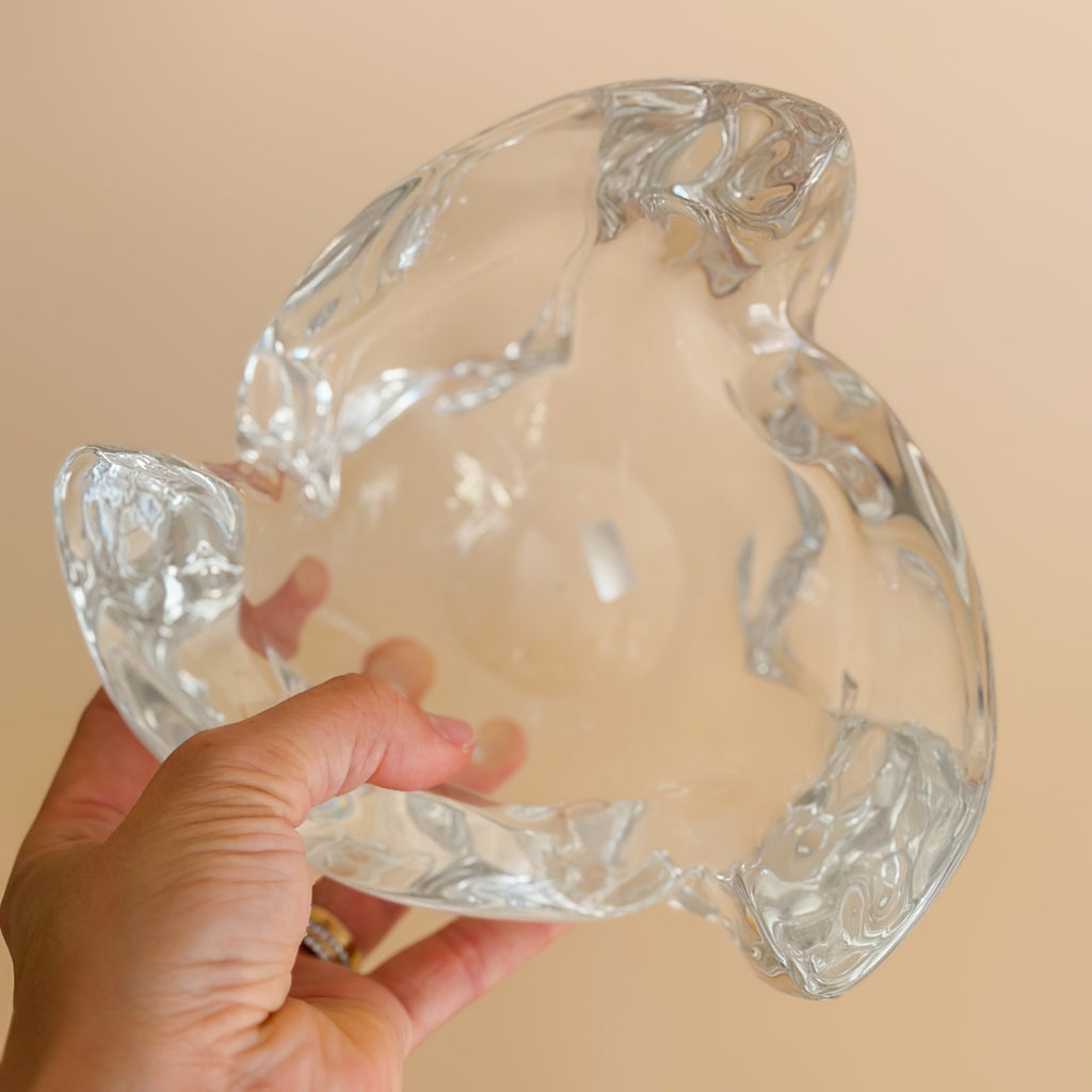 Sevres Freeform Crystal Ashtray | Mid-Century French Art Glass