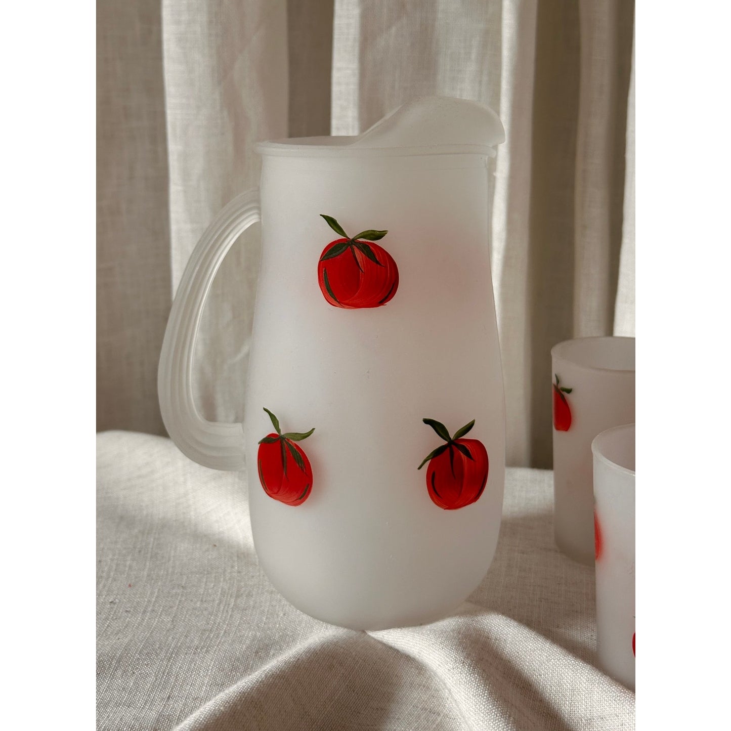 Vintage Frosted Glass Pitcher Set - Tomato Girl Summer