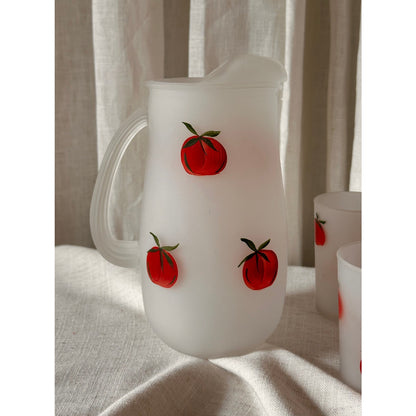 Vintage Frosted Glass Pitcher Set - Tomato Girl Summer