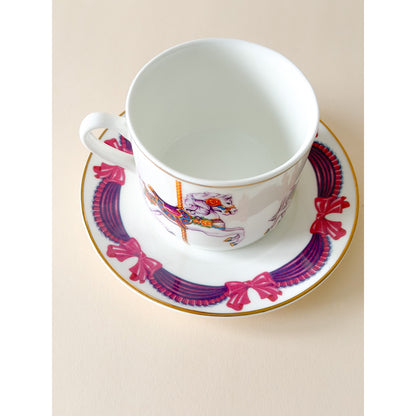 Vintage Carousel Horse Porcelain Coffee Tea Cup & Saucer
