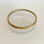 Vintage French Cut Glass Bowl with Bronze Rim