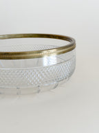 Vintage French Cut Glass Bowl with Bronze Rim