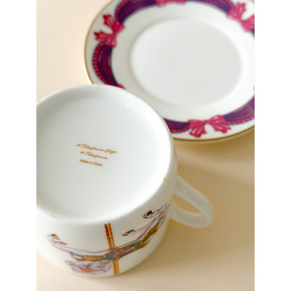 Vintage Carousel Horse Porcelain Coffee Tea Cup & Saucer