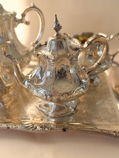 Harlequin Silver Plate Tea & Coffee Service with Tray