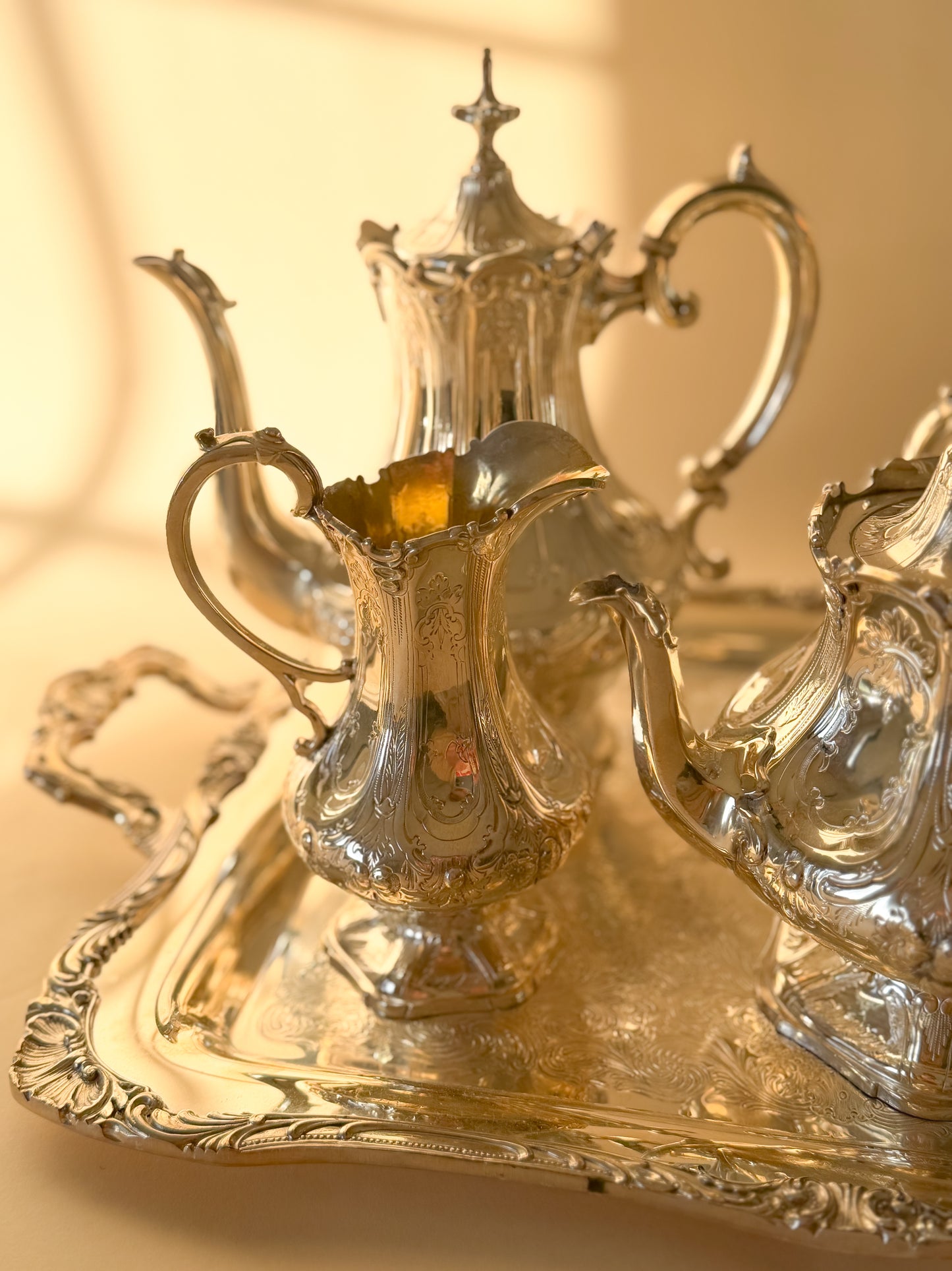 Harlequin Silver Plate Tea & Coffee Service with Tray