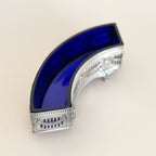 Antique Cobalt Blue Glass & Silverplate Demi-Lune Jardinière | Crescent Centerpiece
