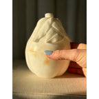 Rare Carved Alabaster Pear Box with Fitted Lid - 9" Tall