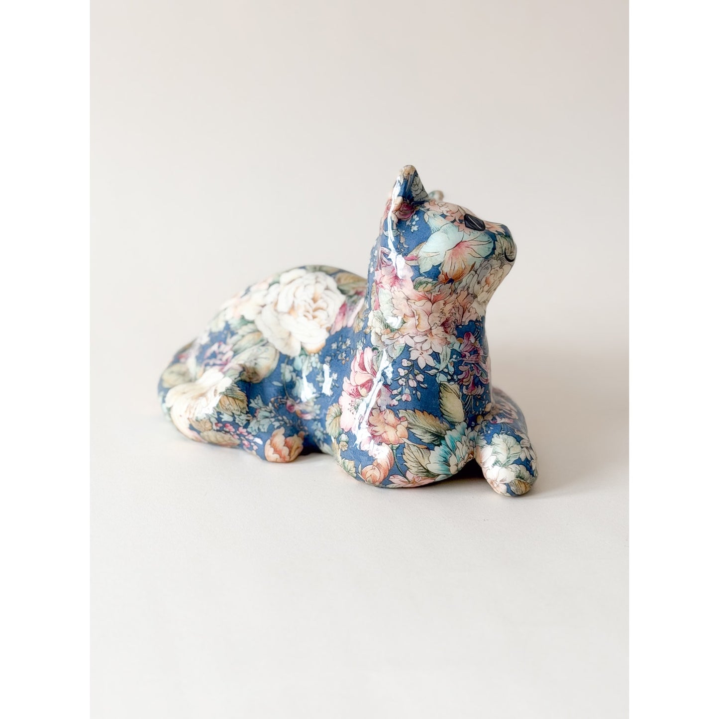 Vintage floral decoupage cat