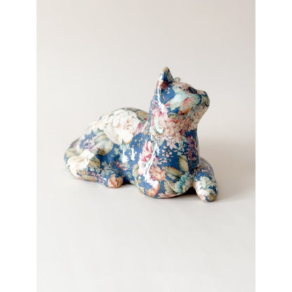 Vintage floral decoupage cat