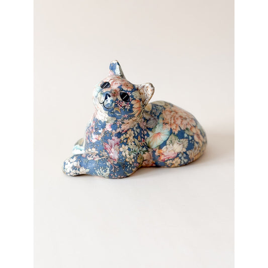Vintage floral decoupage cat