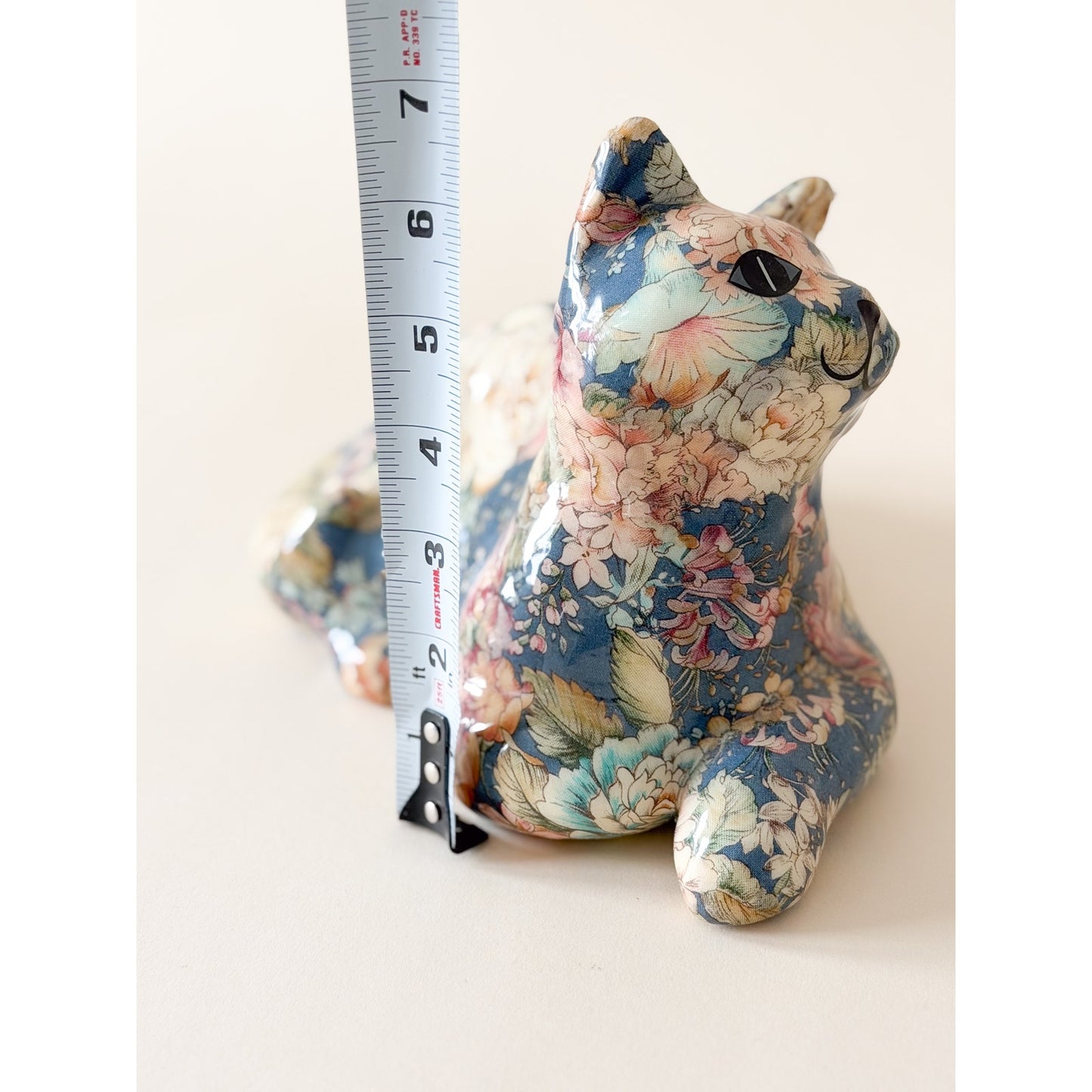 Vintage floral decoupage cat