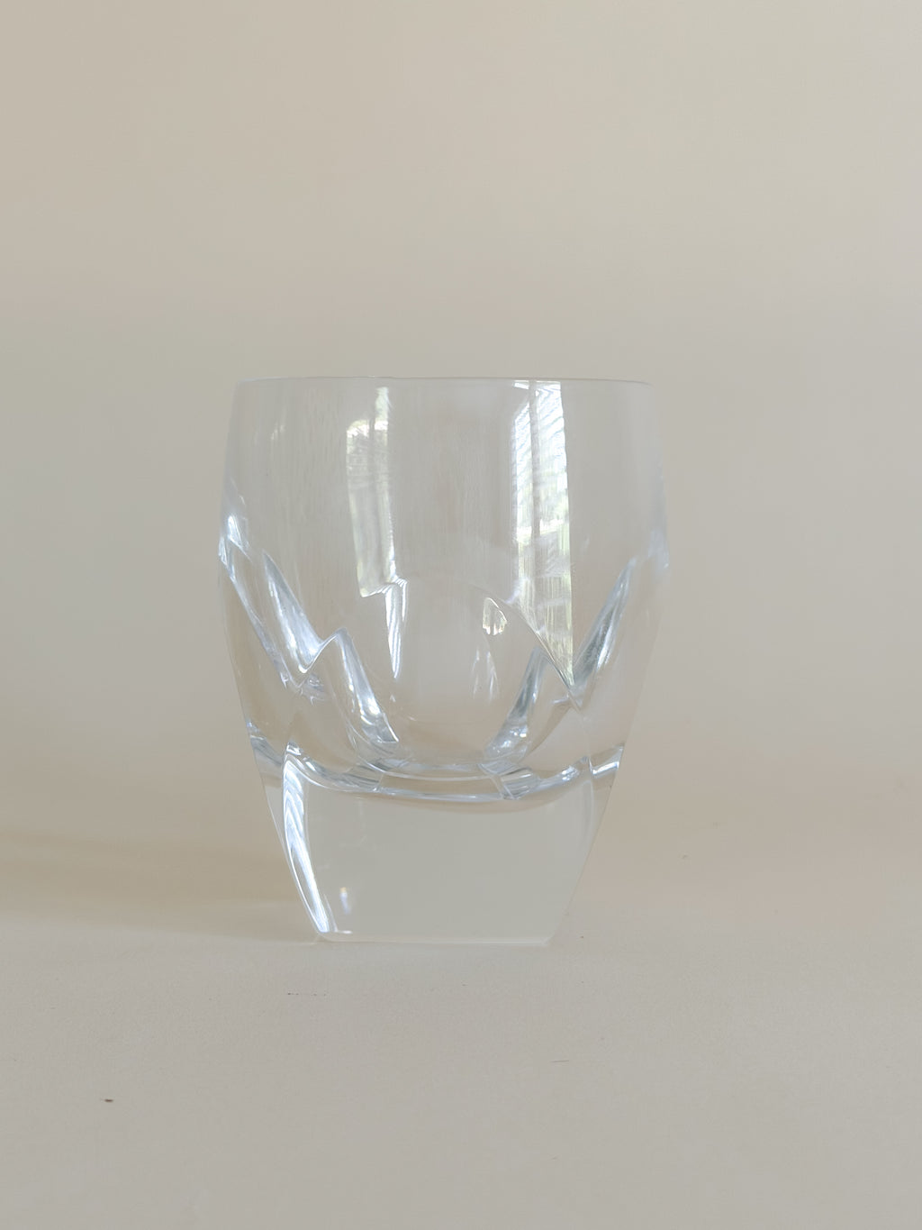 Set of Vintage Geometric Crystal Rocks Glasses | Heavy Bottom Whiskey Tumblers | French Barware | Set of 2