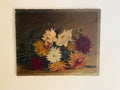 Antique French Dahlias Still Life Oil Painting
