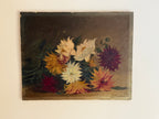 Antique French Dahlias Still Life Oil Painting