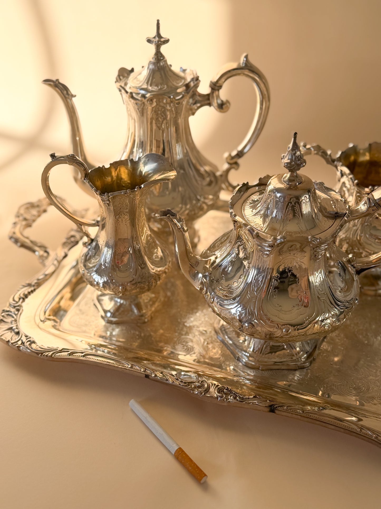 Harlequin Silver Plate Tea & Coffee Service with Tray