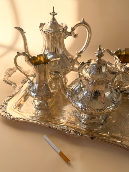 Harlequin Silver Plate Tea & Coffee Service with Tray