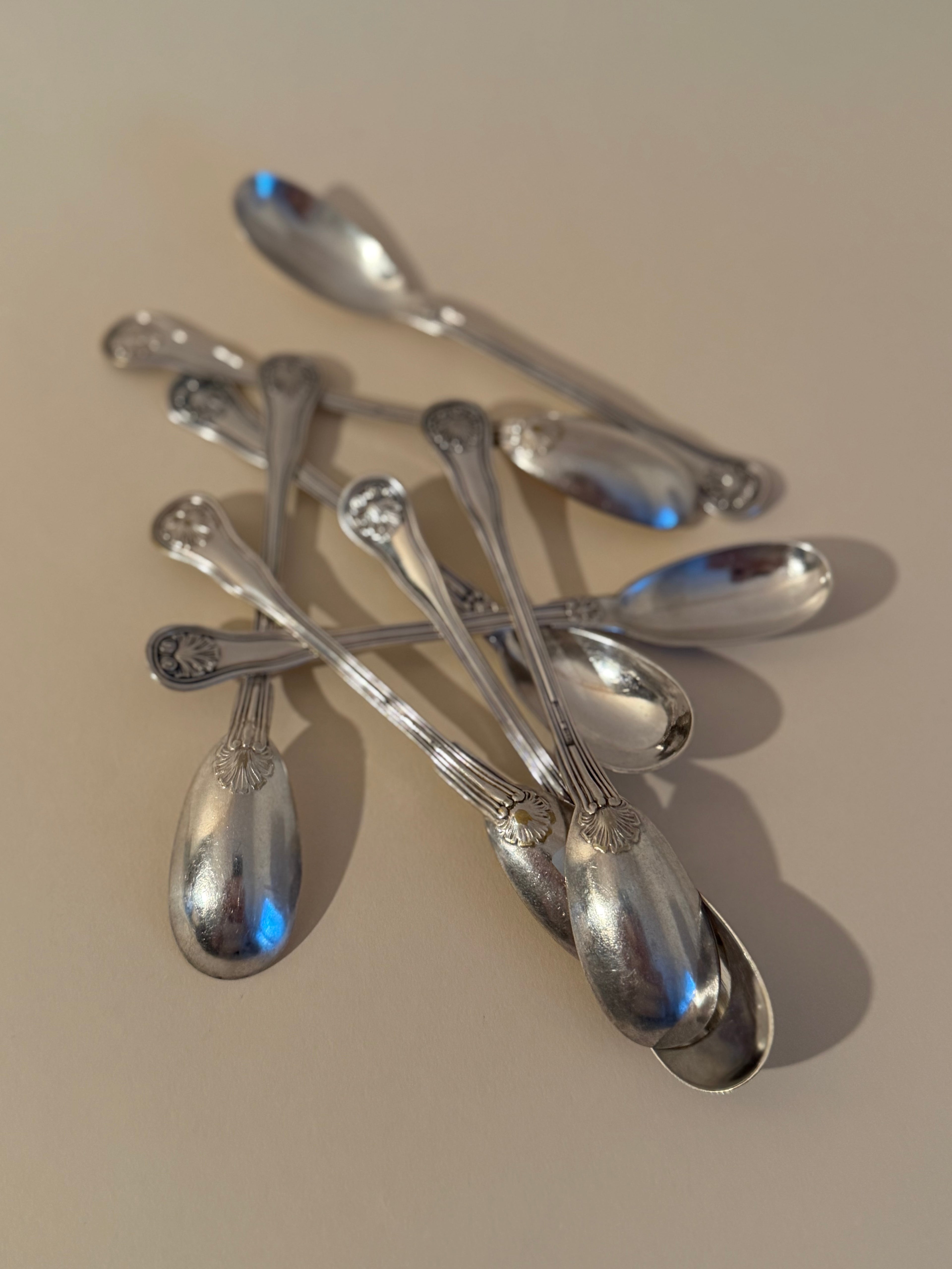 Set of 8 French Silverplated Demitasse Spoons