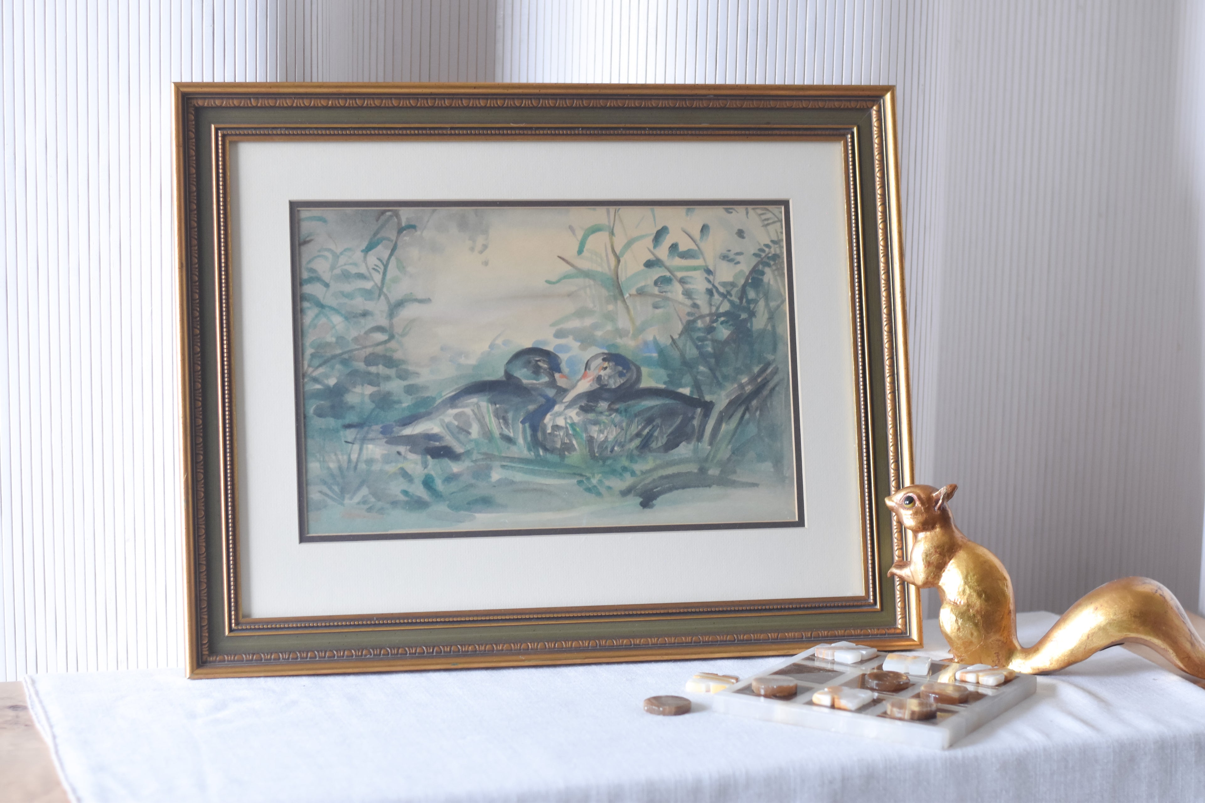 Vintage Framed Duck Watercolor