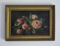 Antique French Pink Roses Still Life in Gilt Frame - 1901