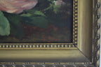 Antique French Pink Roses Still Life in Gilt Frame - 1901