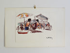 Beach Please - Pair of French Watercolor & Ink Figure Studies