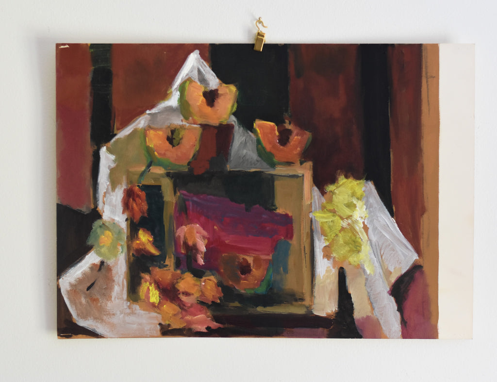 French Modernist Papaya Still Life on Paper