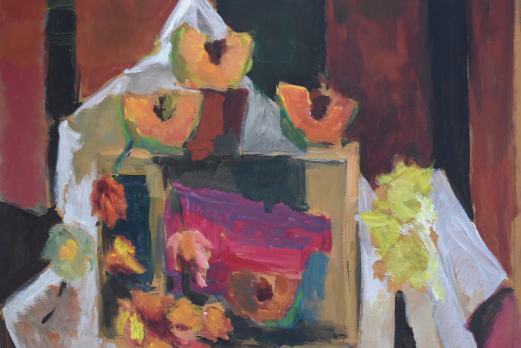 French Modernist Papaya Still Life on Paper