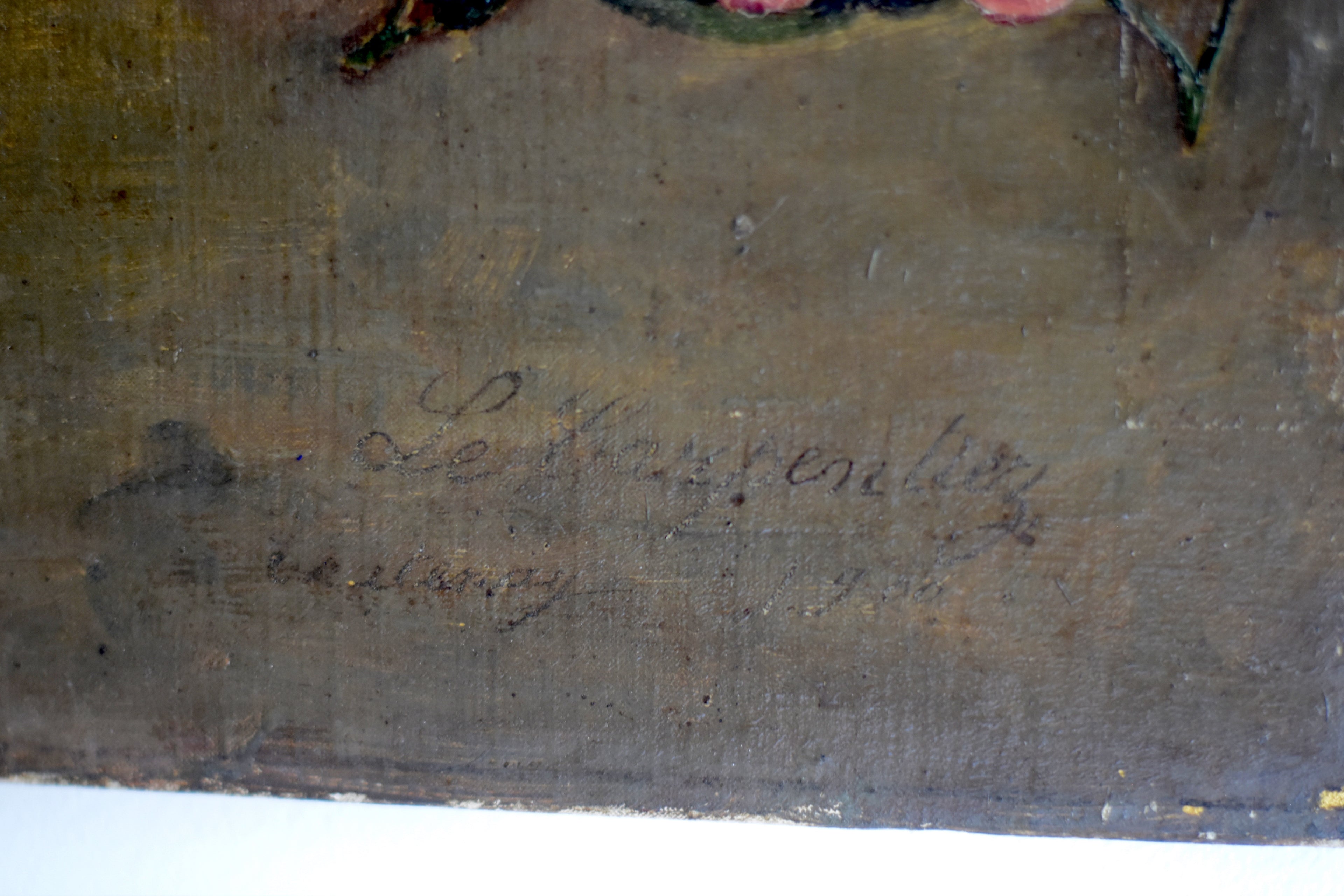 Antique Signed Fruit Still Life Oil Painting, Dated 1900