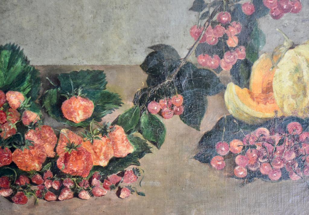 Antique Signed Fruit Still Life Oil Painting, Dated 1900