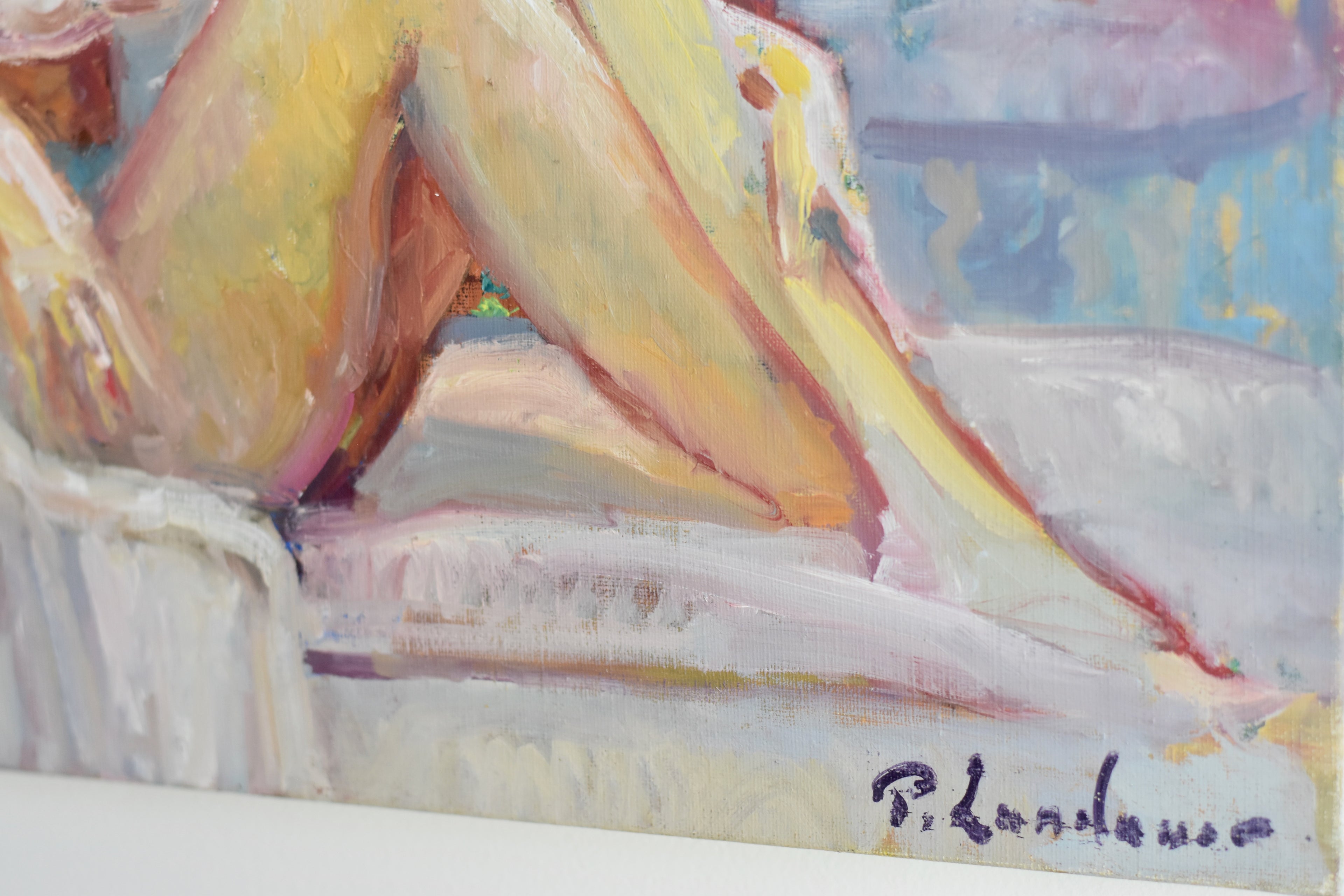 Signed Impressionist Figure Study Oil Painting