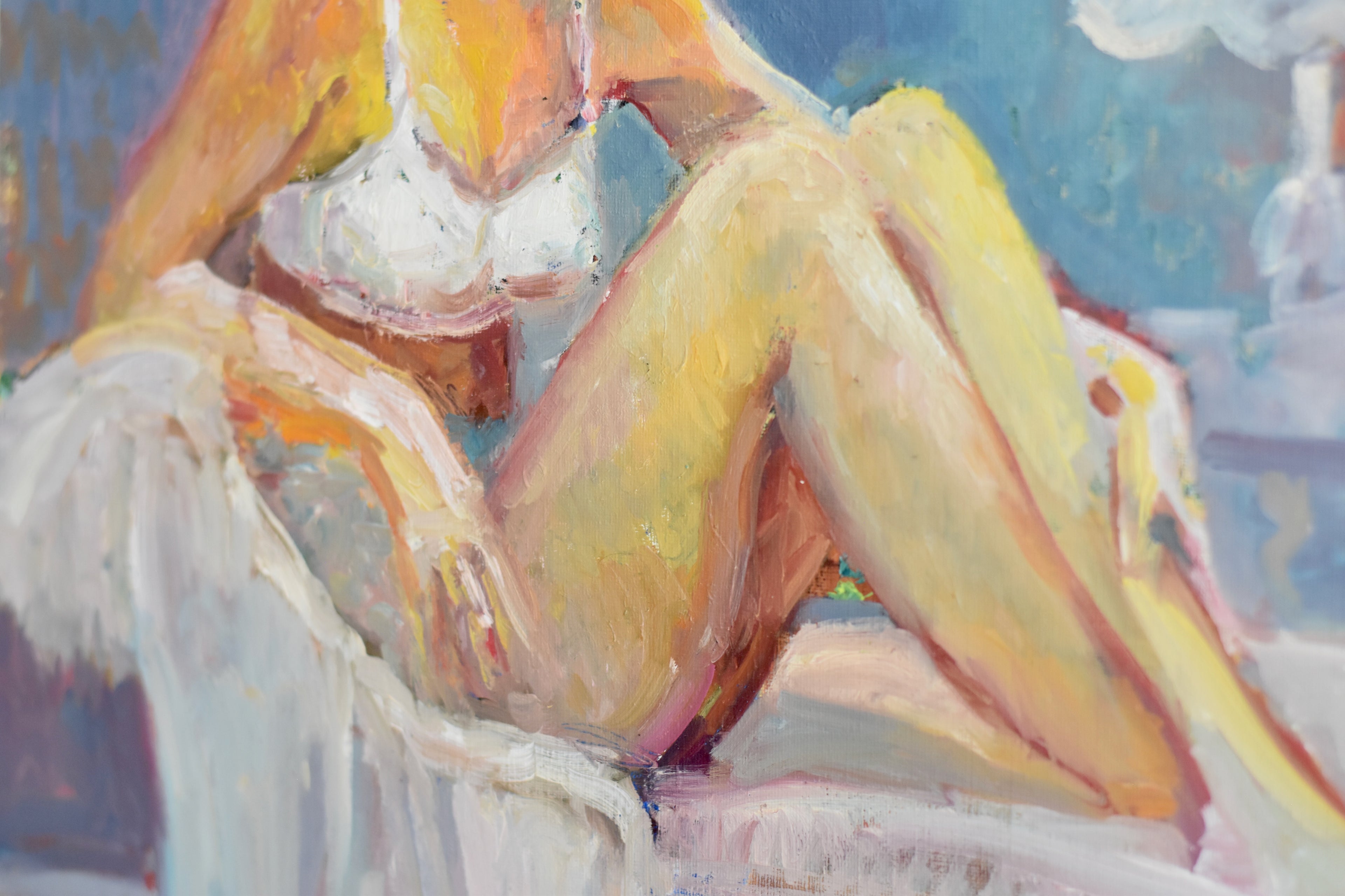 Signed Impressionist Figure Study Oil Painting