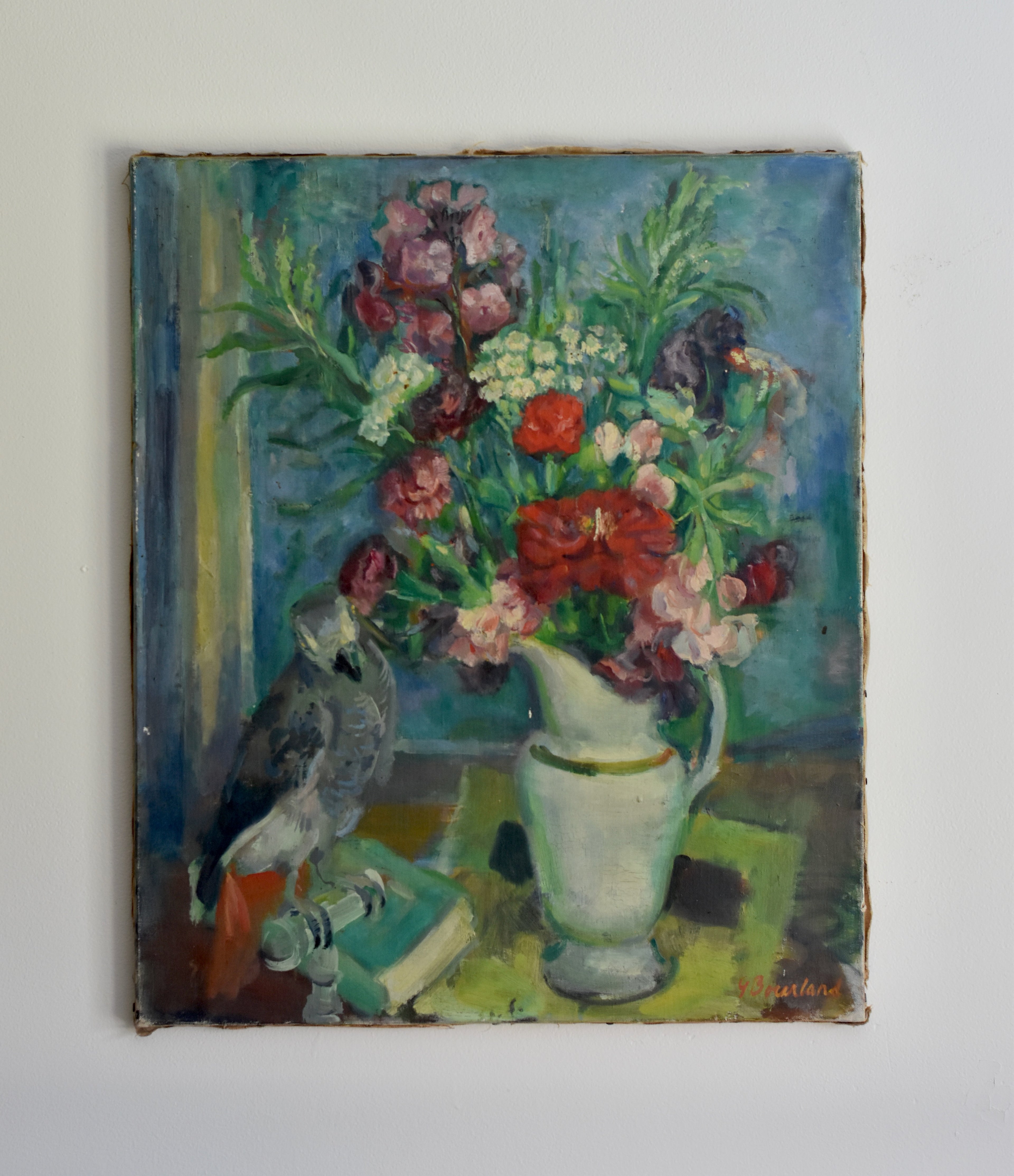 Floral Still Life with Bird | Signed Original Oil on Canvas