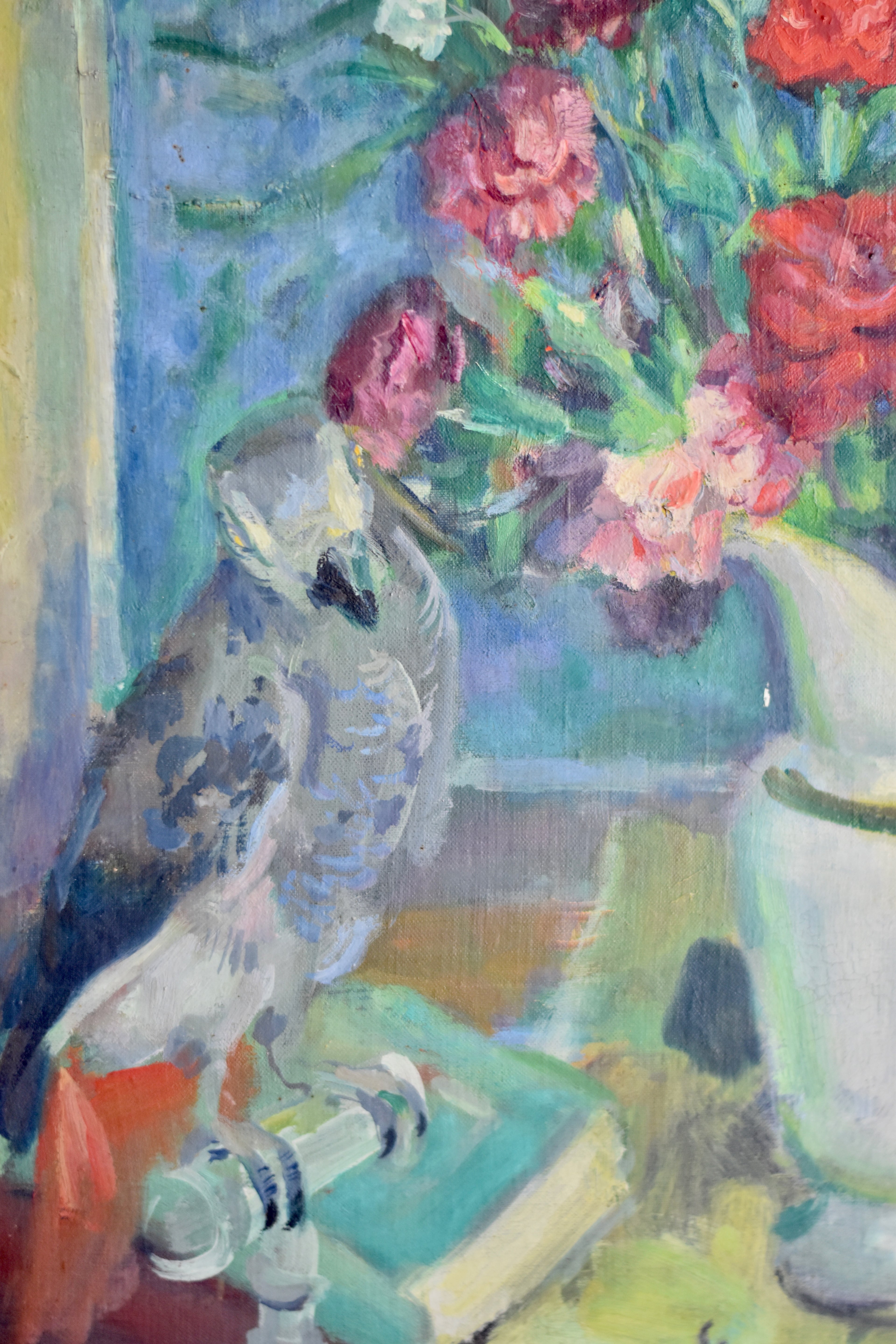 Floral Still Life with Bird | Signed Original Oil on Canvas