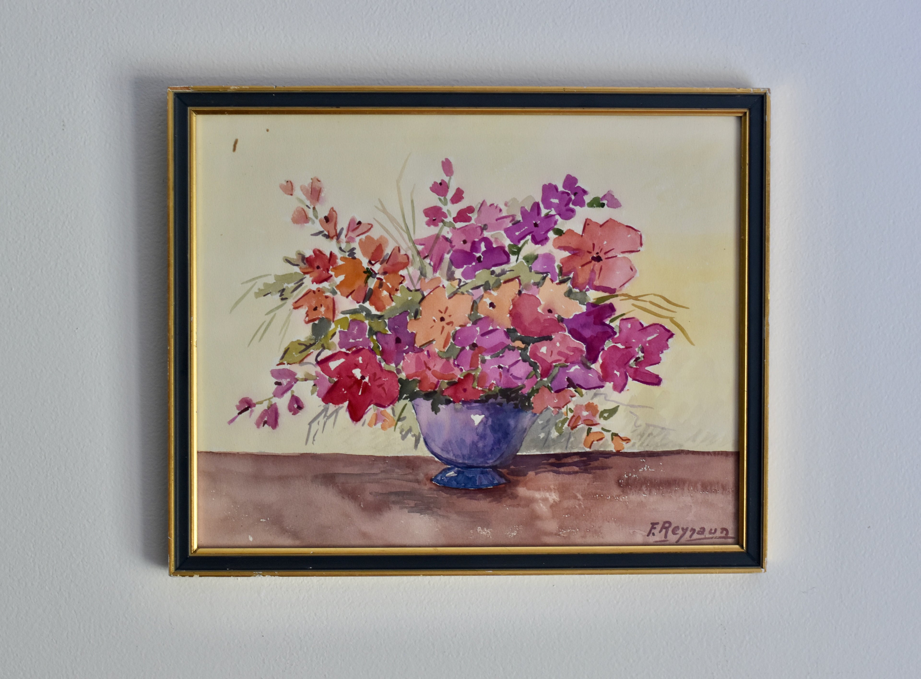 Summer Garden Bouquet | Vintage Framed Watercolor