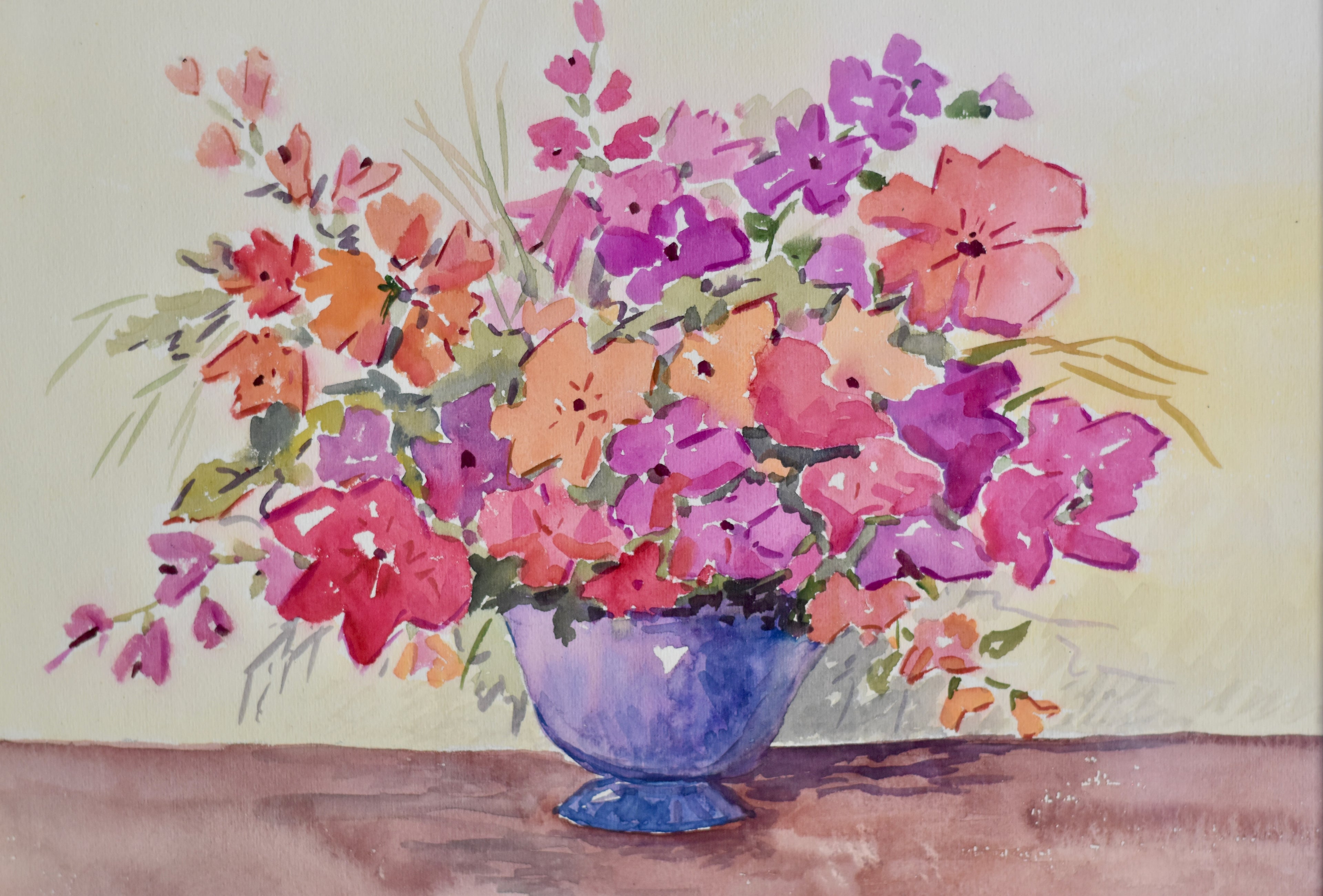 Summer Garden Bouquet | Vintage Framed Watercolor