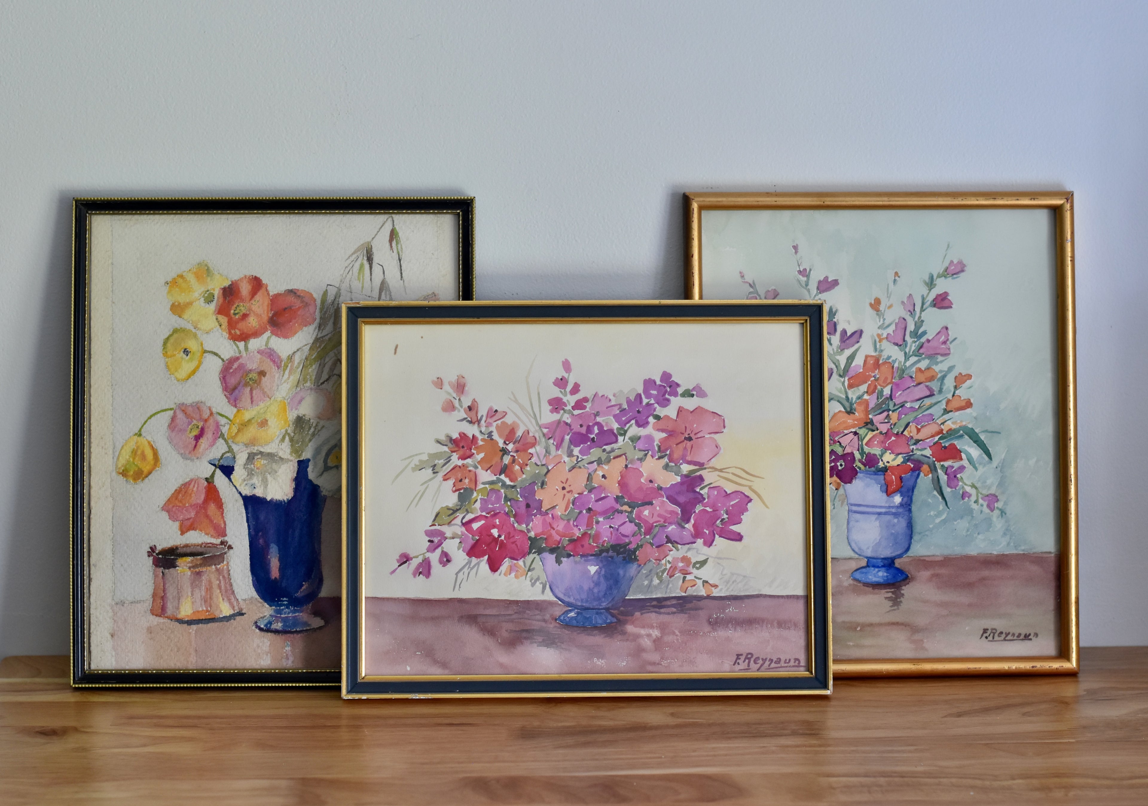 Summer Garden Bouquet | Vintage Framed Watercolor