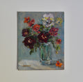 Crimson Blooms in Glass | Original Floral Oil Painting