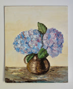 Blue Hydrangeas in a Copper Jug | Original Oil on Canvas