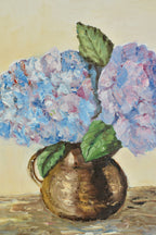 Blue Hydrangeas in a Copper Jug | Original Oil on Canvas