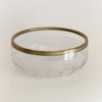 Vintage French Cut Glass Bowl with Bronze Rim