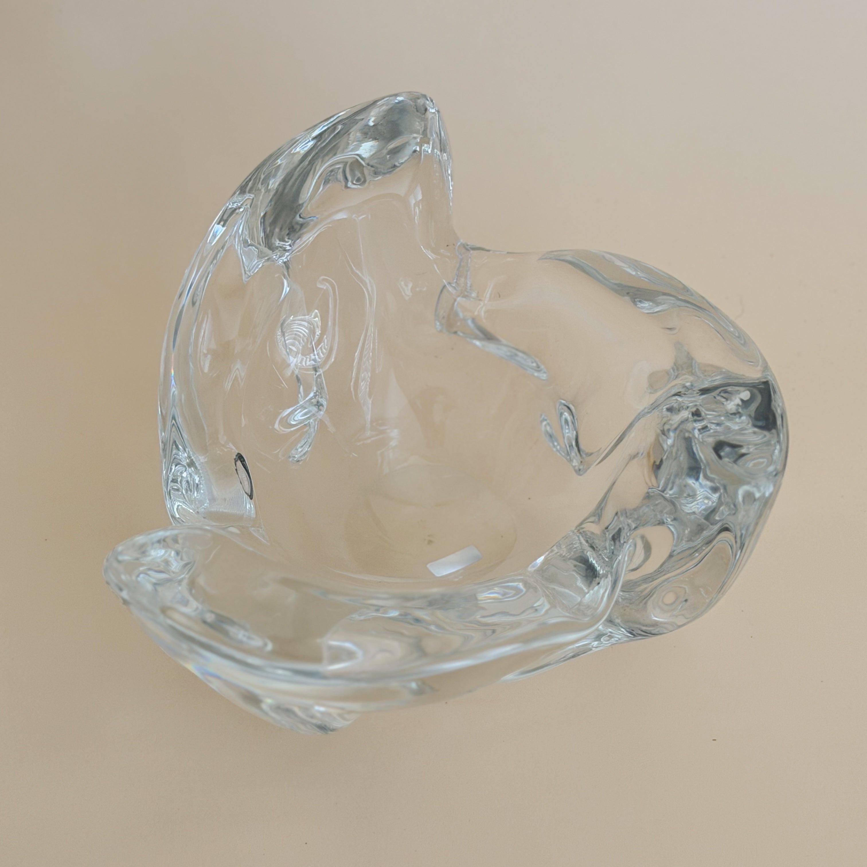 Sevres Freeform Crystal Ashtray | Mid-Century French Art Glass