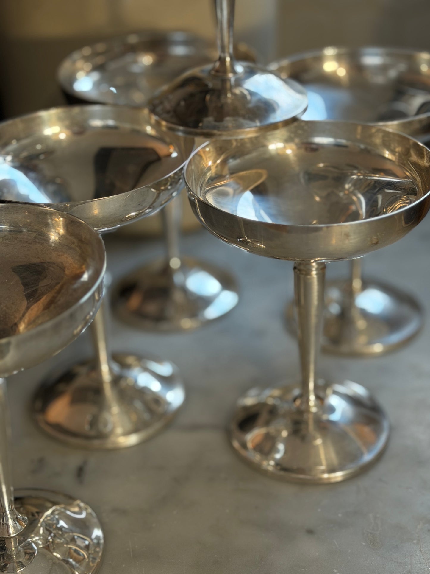 4 - Silver Champagne Coupes