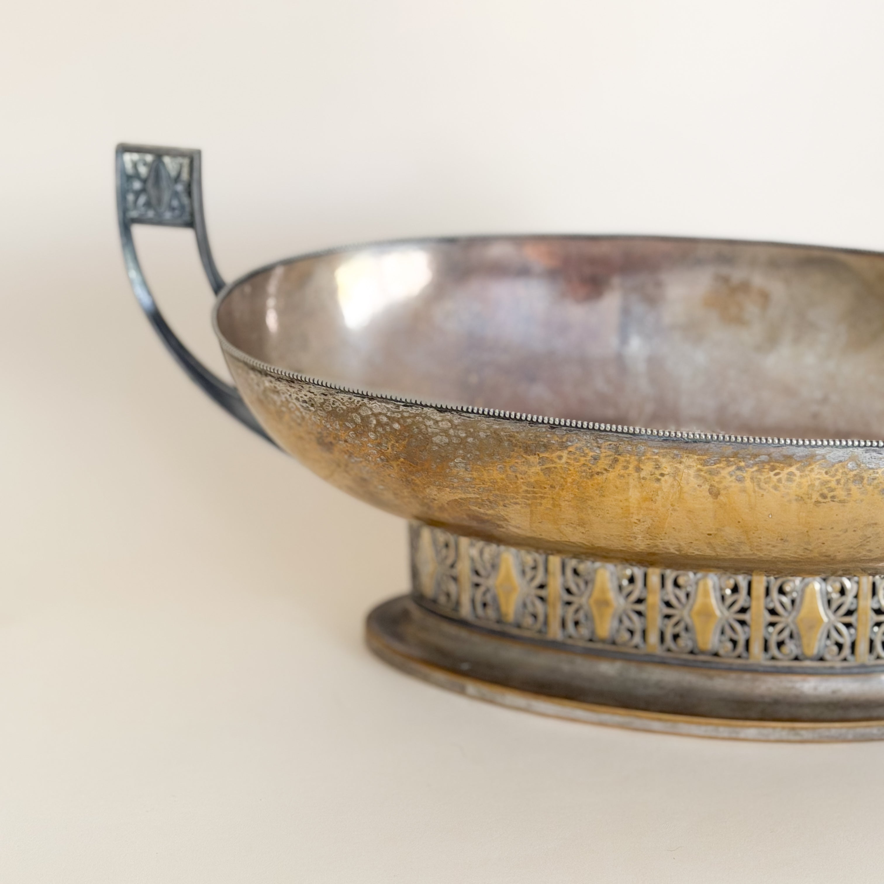 Worn Silverplate Jardinière | Twin Handle Centerpiece Bowl